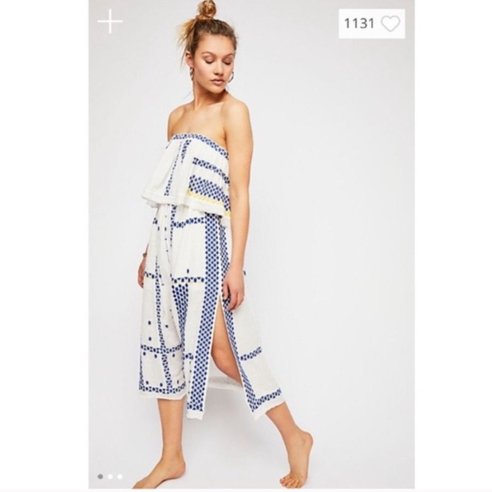Free People wild romance embroidered midi dress